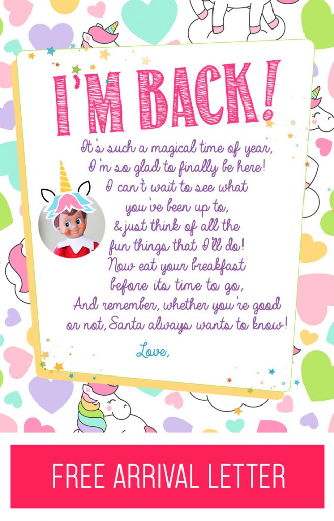 Elf On The Shelf Unicorn Arrival Letter Free Printable 