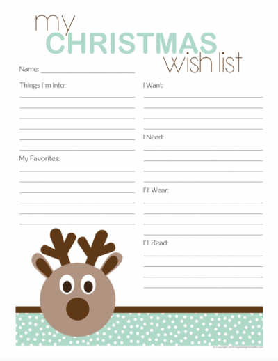 Free Printable Guided Christmas Wish Lists for Kids!